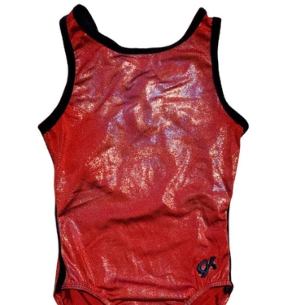 GK RED MYSTIQUE BLACK VELVET SLVLS GYMNASTIC DANCE LEOTARD Medium